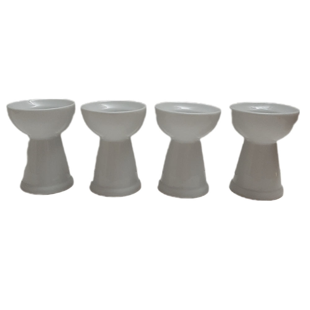 🍒 Set of 4 Egg Cups Pedestal White Ceramic Minimalist Simple Cottagecore